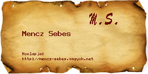 Mencz Sebes névjegykártya
